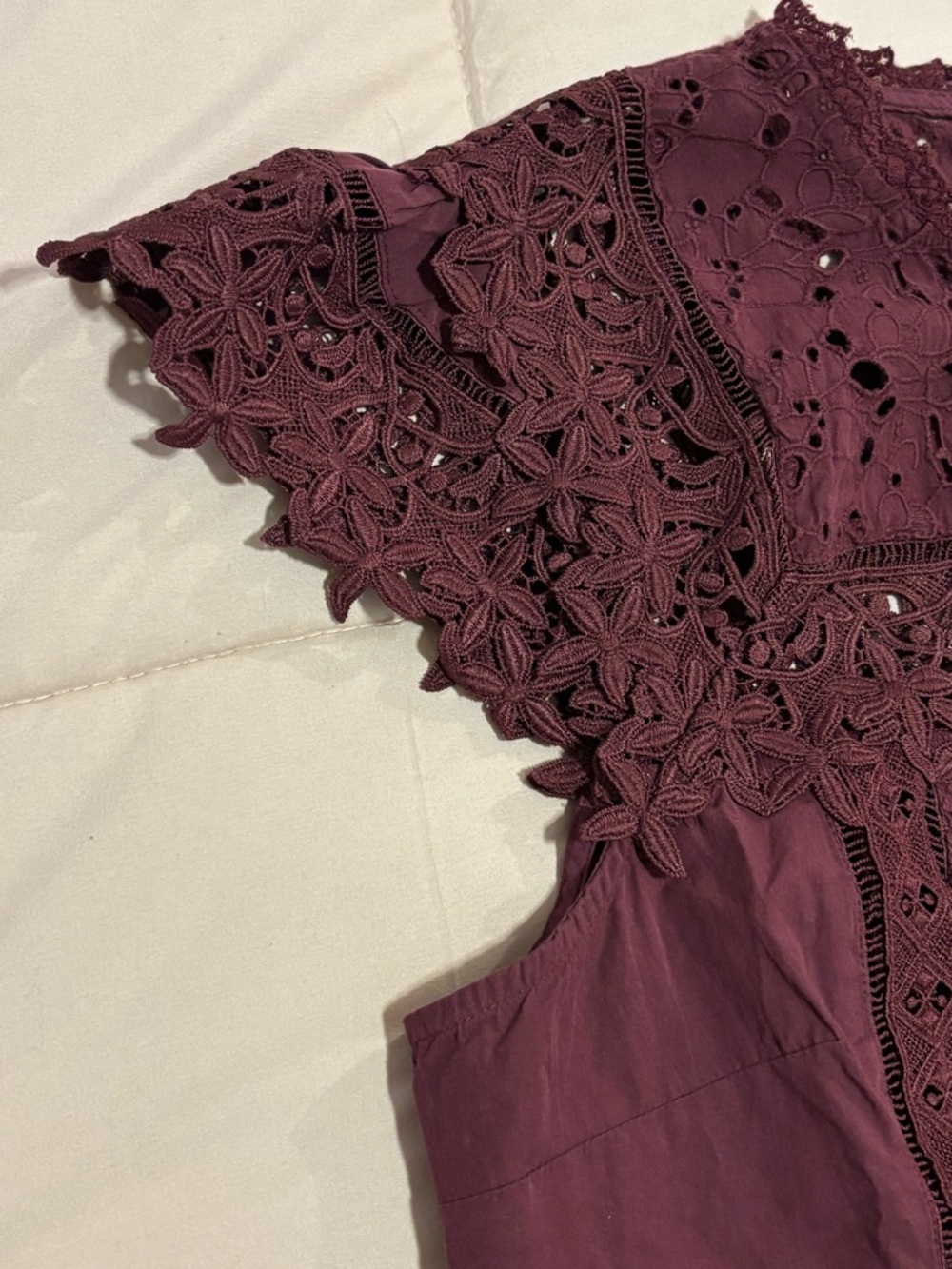 Anthropologie Sleeveless High-Neck Lace-Inset Blouse | Eyelet Button-Front Top - Picture 4 of 12